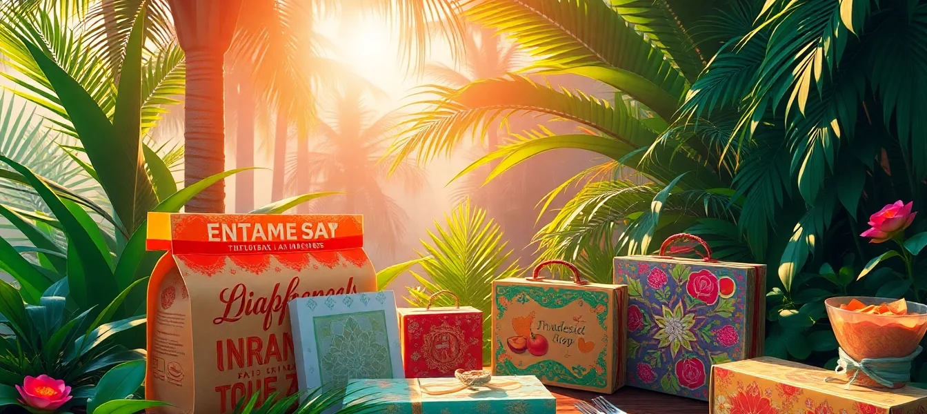 Beautiful packaged travel souvenirs with traditional Indonesian designs, showcasing the essence of a package experience in Lombok.