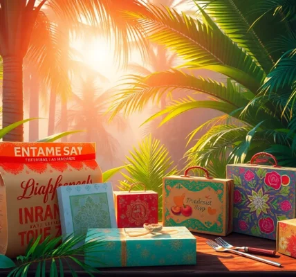 Beautiful packaged travel souvenirs with traditional Indonesian designs, showcasing the essence of a package experience in Lombok.