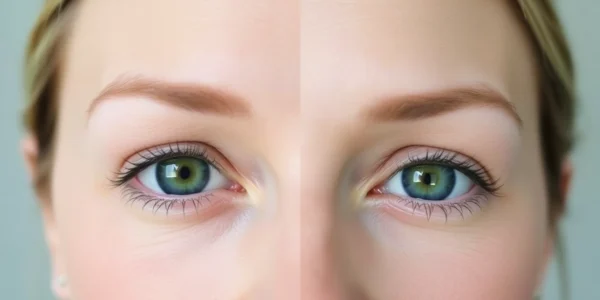 Oberlidstraffung Zürich: Before and after results showcasing rejuvenated, youthful eyes with a natural look.