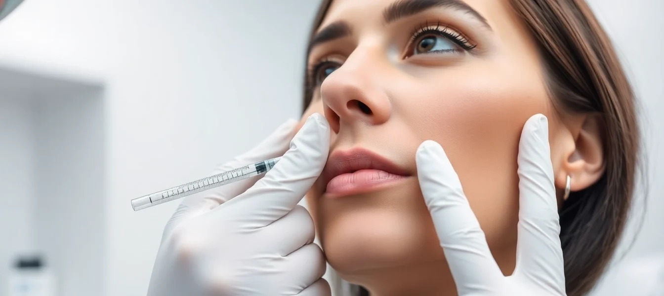 Botox treatment in Zurich showing a dermatologist performing a facial injection with a fine needle for smooth, natural-looking results.