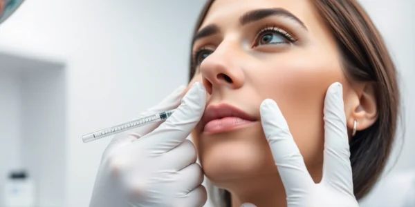Botox treatment in Zurich showing a dermatologist performing a facial injection with a fine needle for smooth, natural-looking results.