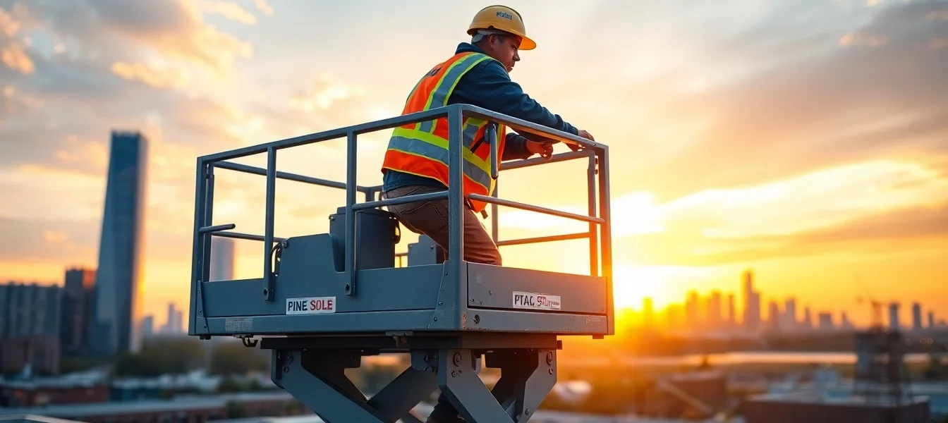 Reliable scissor lift rental service with workers using electric lifts on site for safe access