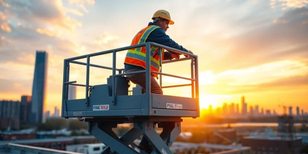 Reliable scissor lift rental service with workers using electric lifts on site for safe access
