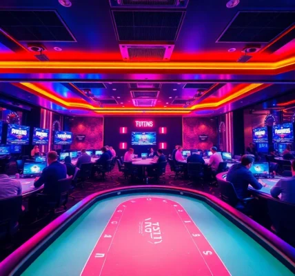 Engaging scene of Pokerbros clubs with active players enjoying high-stakes poker online, highlighting the vibrant energy and competitive spirit of online Pokerbros clubs for enthusiasts and professionals.