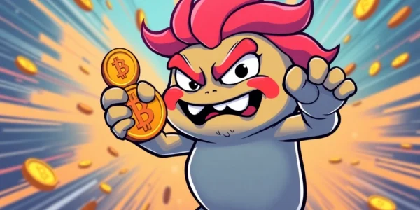 Angry Pepe Coin featured in a lively digital scene with cartoon Pepe holding tokens to attract