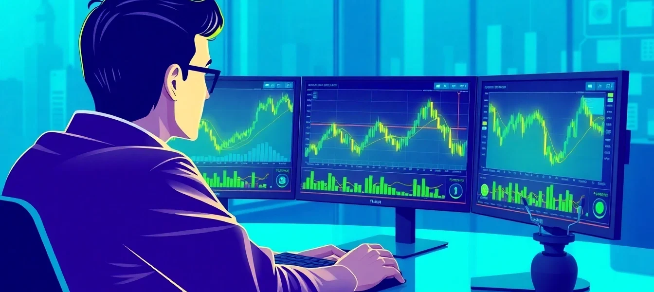 Cryptocurrency Investment Guide professional analyzing digital crypto charts on multiple