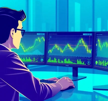 Cryptocurrency Investment Guide professional analyzing digital crypto charts on multiple